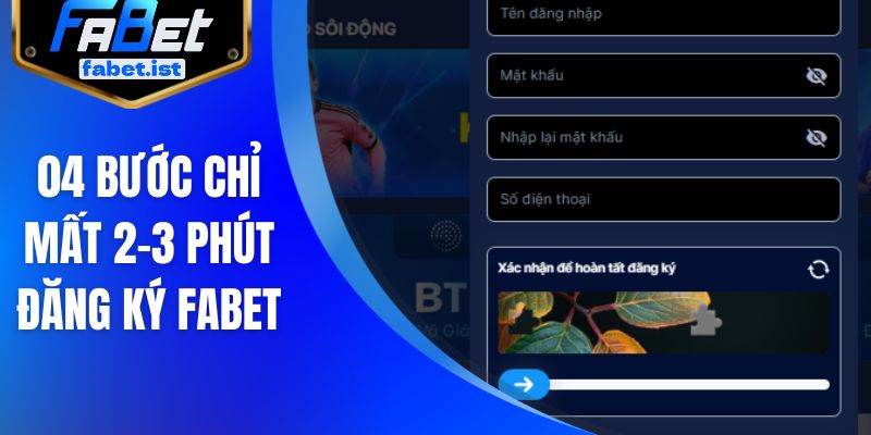 04 bước chỉ mất 2-3 phút đăng ký FABET