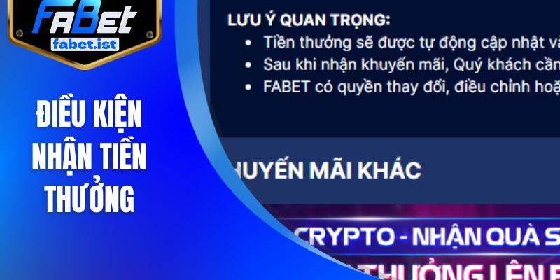 Điều kiện nhận tiền thưởng