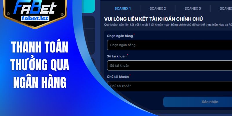 Thanh toán thưởng qua ngân hàng